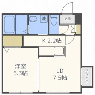 1LDKの間取り画像