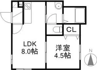 北海道札幌市中央区南四条西12【アパート】の間取り