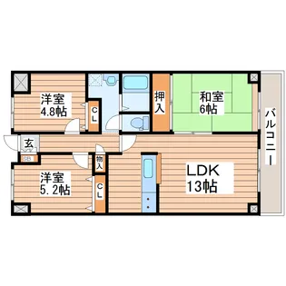 スカイコート上杉【13階】の間取り