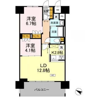 リーラ横浜川和町【9階】の間取り