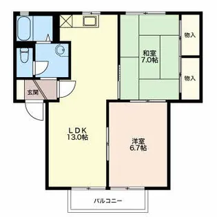 メルベール西富田【2階】の間取り
