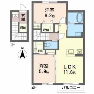 シャーメゾン上町【2階】の間取り
