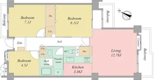 せんげん台サンライトパストラル中央一番館【1階】の間取り