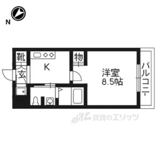 レジディア洛北【1階】の間取り