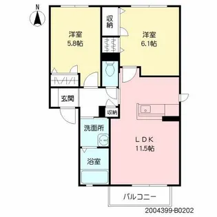 リバティー B棟【2階】の間取り