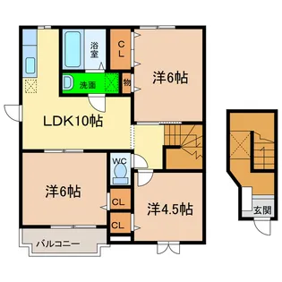 メゾンソレイユA・B【2階】の間取り
