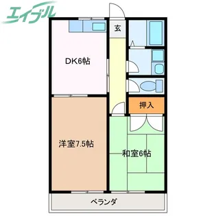サンリバーハイツ【2階】の間取り