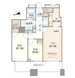 クレストプライムタワー芝【30階】の間取り