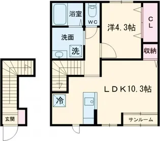 リーシング小俣II A【2階】の間取り