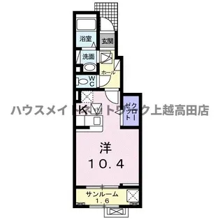 Calme 楡の木【1階】の間取り
