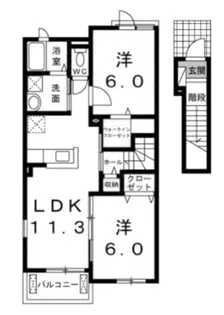 レーヴなごみB【2階】の間取り