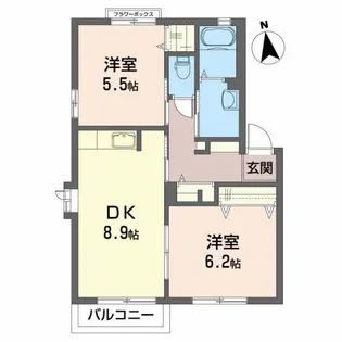 バリュージュ鶴ヶ谷【2階】の間取り