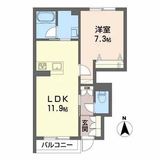 シャーメゾン駒止III【1階】の間取り