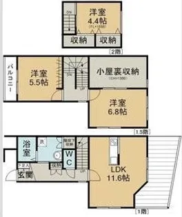 西洋イズムNagaya【1階】の間取り