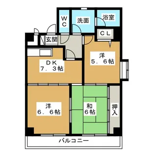 デュオハイム新生【5階】の間取り
