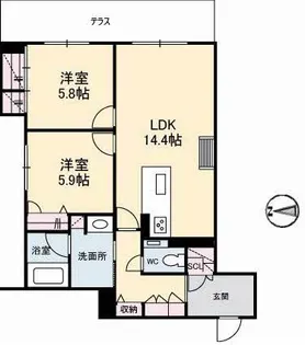 シャーメゾンステージ大島【1階】の間取り