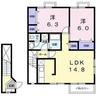 メゾンドゥー・ayu III【2階】の間取り