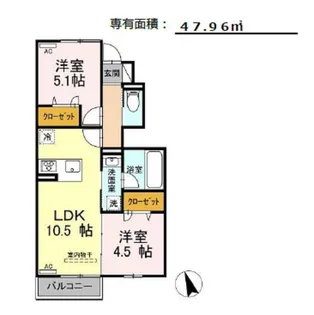 Avenir五代町II【2階】の間取り