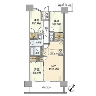 ウエリス浦和美園サウステラス【13階】の間取り