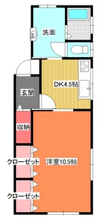 1DKの間取り画像
