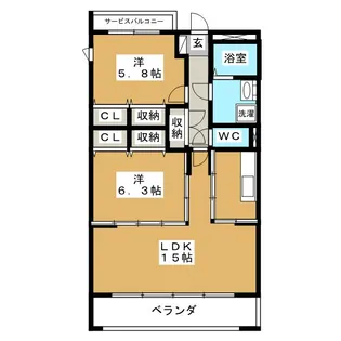 ロフティーきくや【2階】の間取り