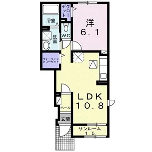 1LDKの間取り画像