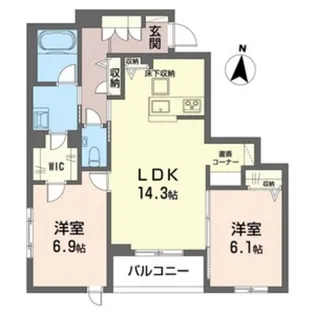 ターンベーリーレジデンス経堂【1階】の間取り