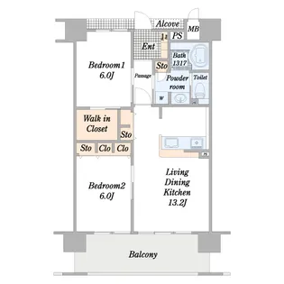 アルファライフ瓦町北【10階】の間取り