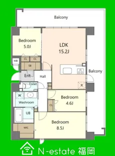 福岡県福岡市早良区百道1【マンション】の間取り