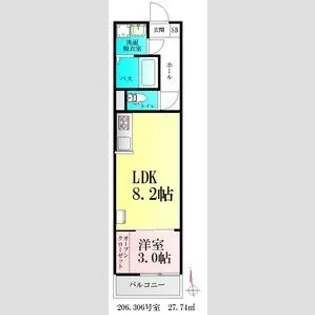 BAU美田園【3階】の間取り