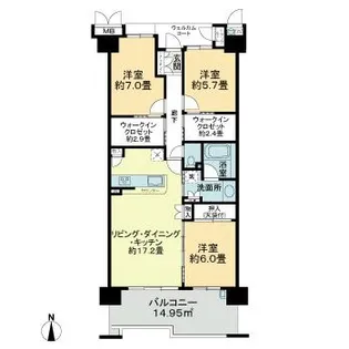ルネ・エアズヒル4番館【6階】の間取り