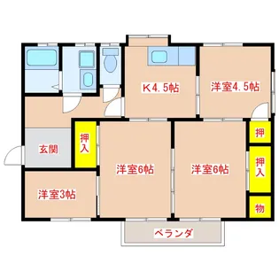 コーポ竹之内 2号棟【2階】の間取り