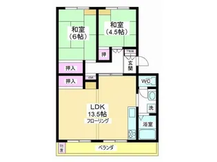 田園ハイツ川越2号棟【4階】の間取り