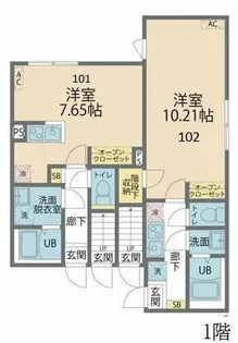 カインドネス小川西町【1階】の間取り