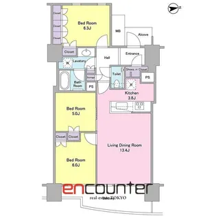 BLUE HARBOR TOWER みなとみらい【14階】の間取り