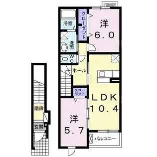 ミニョンピアハウス【2階】の間取り