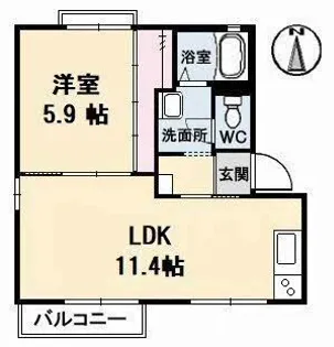 パームヒル A棟【2階】の間取り