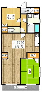 グランドハイツ東神足【4階】の間取り