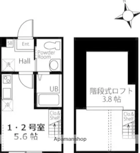 ハーミットクラブハウス金沢八景B棟【2階】の間取り
