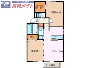 ドルチェ大園【2階】の間取り