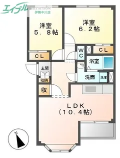 エルシャトー【2階】の間取り