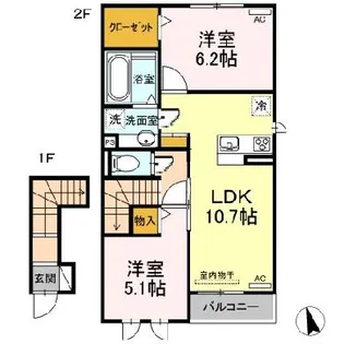 愛知県豊川市松久町1【アパート】の間取り