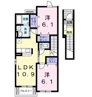 カーサ はぴねすB【2階】の間取り
