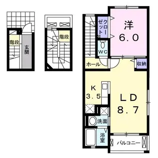 愛知県額田郡幸田町大字深溝字札ノ辻【アパート】の間取り