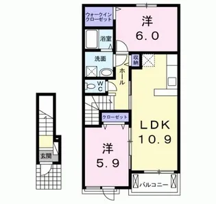 福岡県田川市大字弓削田【アパート】の間取り