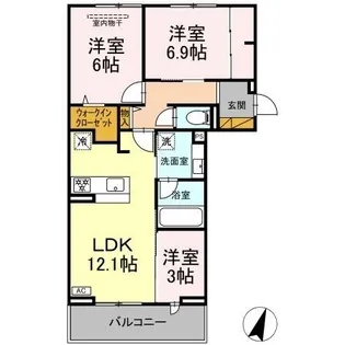 リシェスみのり台 B棟【2階】の間取り