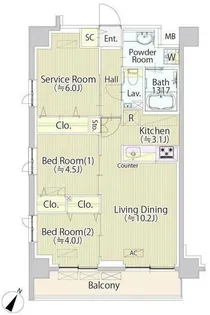 東京都渋谷区幡ヶ谷3【マンション】の間取り