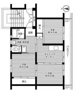 ビレッジハウス上原2号棟【1階】の間取り