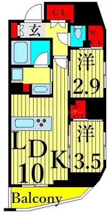 コンフォリア新御徒町【9階】の間取り