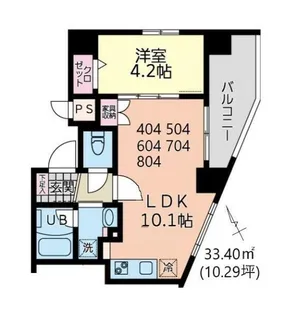 イーストサイド【6階】の間取り
